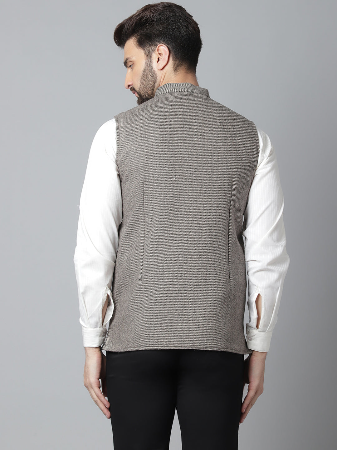 Even Apparels Men's Cream Pure Wool Nehru Jacket | Swadesiicart