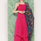 InWeave Women's Fuchsia Strappy Set W Navy Pink Or Dupatta - Swadesiicart