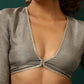 trueBrowns Grey Silk Full Sleeve Blouse | Swadesiicart