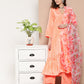 InWeave Women's Peach Tiered Anarkali Kurta Set - Swadesiicart