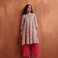 trueBrowns Off White Print Flared Anarkali Kurta Co-ord Set - Swadesiicart