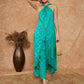 InWeave Women's Aqua S Print Twisted Neckline Kurta Pant Set - Swadesiicart