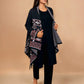 trueBrowns Black Woollen Geometric Kaftan Cape | Swadesiicart