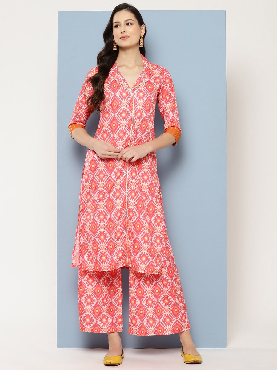 Ahalyaa Women Ethnic Motifs Printed Regular Gotta Patti Kurta with Palazzos | Swadesiicart