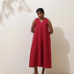 trueBrowns Maroon Cotton Linen Dress | Swadesiicart