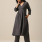 trueBrowns Slate Grey Slub Texture Overlap Pleat Kurta Pant Set | Relove | Swadesiicart