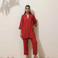 trueBrowns Maroon Viscose Solid Co-ord Set - Swadesiicart