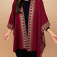 trueBrowns Maroon Woollen Geometric Kaftan Cape | Swadesiicart