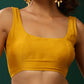 trueBrowns Mustard Muslin Silk Scoop Neck Sleeveless Blouse | Swadesiicart