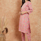 InWeave Women's Mauve Floral Jaal Gota Work Straight Kurta Pant Set - Swadesiicart