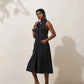 trueBrowns Black Cotton Linen Dress | Swadesiicart