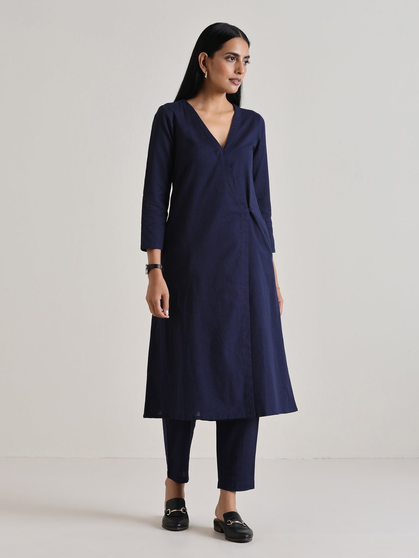 trueBrowns Blue Angrakha Kurta Set | Swadesiicart