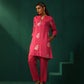 trueBrowns Pink Floral Viscose Silk Round Neck Co-ord Set - Swadesiicart