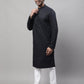 Even Apparels Black Pure Cotton Kurta With Band Collar | Swadesiicart