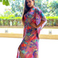 Noroke Sustainable fabric | Bemberg Abstract Printed Shirt Style Kaftan | Swadesiicart