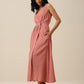trueBrowns Light Mauve Slub Texture Sleeveless Wrap Dress | Swadesiicart