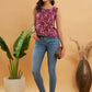 InWeave Wine Cream Floral Print W/U Top - Swadesiicart