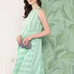 InWeave Women's Teal Kantha Striped Kurta Set - Swadesiicart