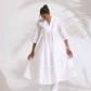 trueBrowns White Cotton Schiffli Flared Anarkali Kurta Set | Swadesiicart