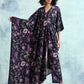 trueBrowns Black Printed Velvet Shawl | Swadesiicart