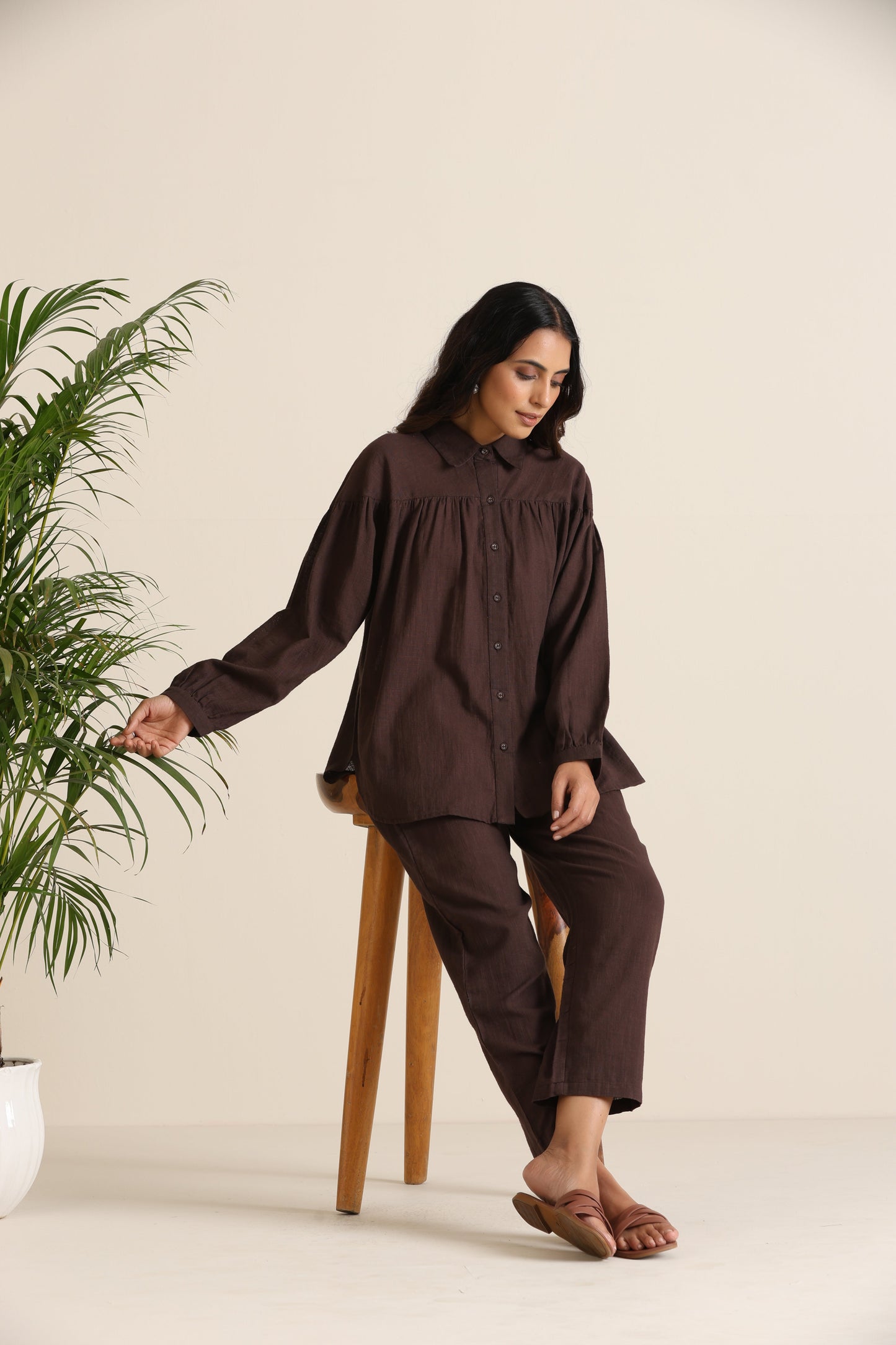 trueBrowns Cola Cotton Shirt Co-ord Set - Swadesiicart