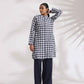 trueBrowns Blue Cotton Check Kurta Co-ord Set - Swadesiicart