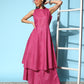 InWeave Women's Pink Lurex Boho Sleevless Kurta Set - Swadesiicart