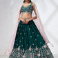 House of Panchhi Teal - Georgette Sequins, Mirror And Thread Embroidery Lehenga Choli | Swadesiicart