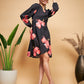 InWeave Women's Black Red Big Flower Belted Dress - Swadesiicart