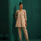 trueBrowns Pink Floral Cotton Printed Neck Pleat Co-ord Set - Swadesiicart
