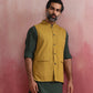 trueBrowns Men's Mustard Cotton Reversible Nehru Jacket | Swadesiicart