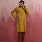 trueBrowns Men's Mustard Mandarin Collar Kurta | Swadesiicart