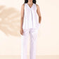 trueBrowns White Cotton Dobby Flared Co-ord Set - Swadesiicart