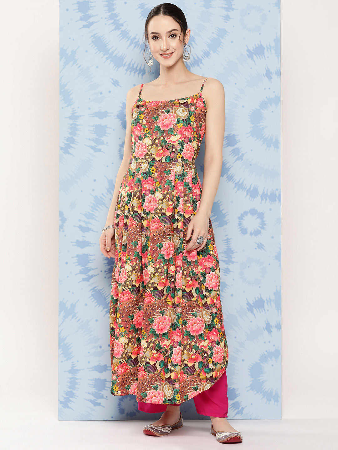 InWeave Women's Mutli Peacock Japanese Art Strappy Set - Swadesiicart