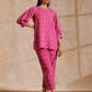 trueBrowns Pink Dabu Print Cotton Baggy Sleeve Co-Ord Set - Swadesiicart