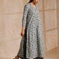 trueBrowns Blue Grey Overall Floral Block On White Print Cotton Kurta Pant Set | Swadesiicart