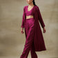 trueBrowns Purple Textured Silk Overlay Jacket Blouse Pant Set | Relove | Swadesiicart
