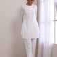 trueBrowns White Dobby Front Placket Co-Ord Set - Swadesiicart