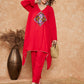 InWeave Women's Red Square Maroon Patch Work Assymentrical Kurta Set - Swadesiicart