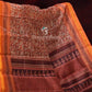 Orange and Rust Printed Semi Chanderi Saree By Gayathri Reddy Designer Studio | Swadesiicart