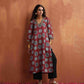 trueBrowns Maroon Print High Slit Kurta Set | Swadesiicart