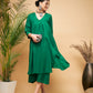 InWeave Women's Forest Green Flared Kurta Palazzo Set - Swadesiicart