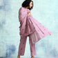 trueBrowns Light Mauve Printed Velvet Shawl | Swadesiicart