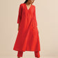 trueBrowns Orange Dupion Blend Angrakha Kurta Pant Set | Swadesiicart
