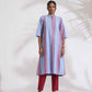 trueBrowns Blue Cotton Stripe Straight Kurta Set | Swadesiicart