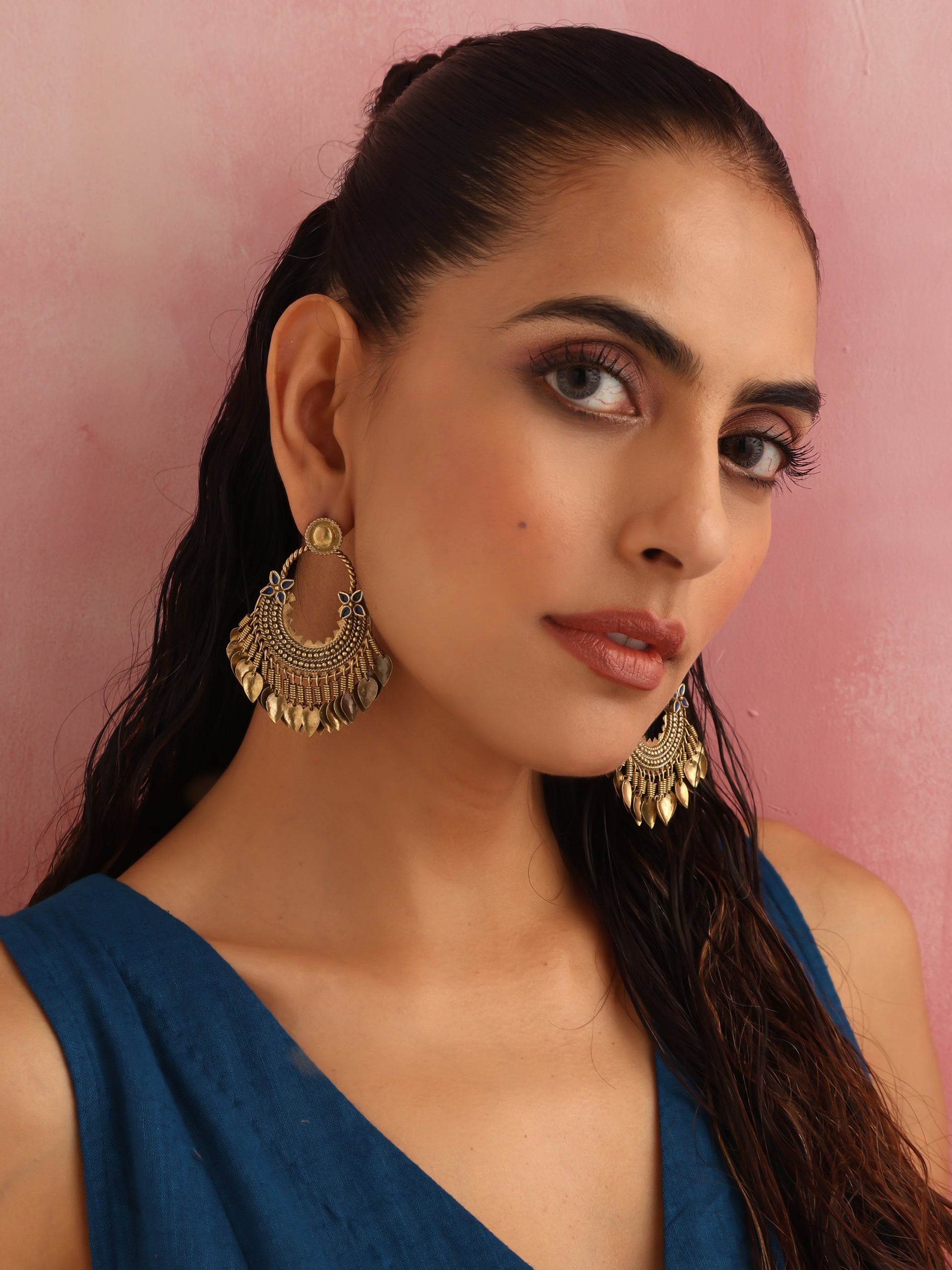 trueBrowns Brass Contemporary Tassel Earrings | Swadesiicart