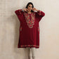 trueBrowns Maroon Kashmiri Embroidered Woollen Phiran Kurta | Swadesiicart