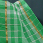 Cream And Green Colored With Checks Pure Mangalgiri Cotton Saree By Gayathri Reddy Designer Studio | Swadesiicart