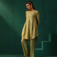 trueBrowns Green Square Viscose Silk Side Gathered Co-ord Set - Swadesiicart