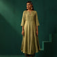 trueBrowns Green Square Viscose Silk Flared Kurta Pant Set | Swadesiicart